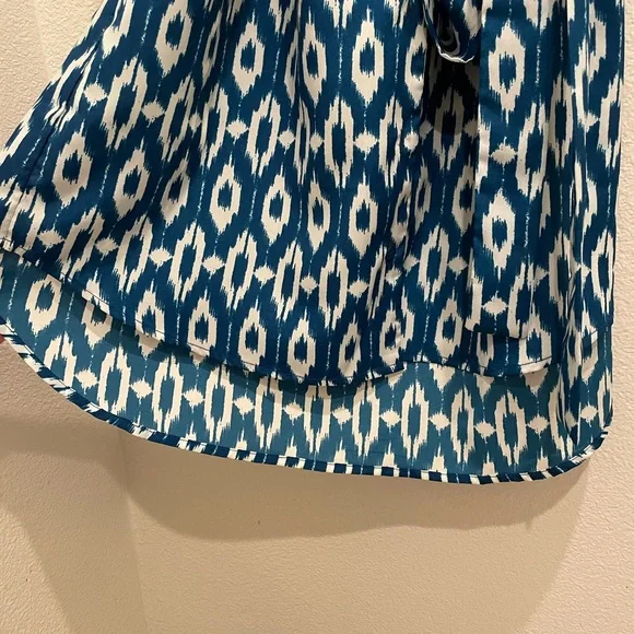 Maeve Anthropologie Ikat Print Shirt Dress Medium Blue White Belted - Picture 3 of 10